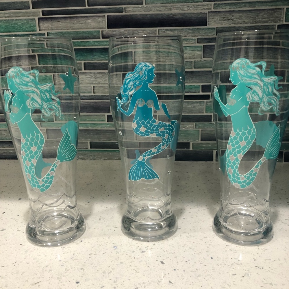 Mermaid Vibes! 3 - 24 oz. Pilsner Glasses